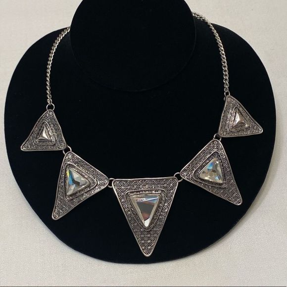 Vintage Silver Mod Mirrored Spiky Necklace - Picture 12 of 16